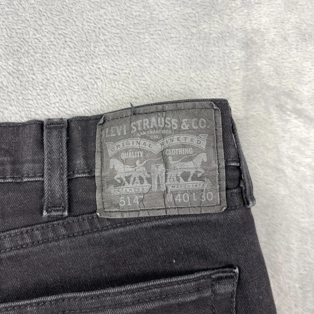 Levi's 514 Jeans Mens 40x30 (40x27) Black Denim Red Tab Straight Leg Streetwear‎